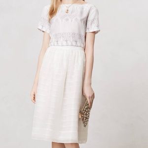 Alexandra Grecco white silk & linen striped skirt
