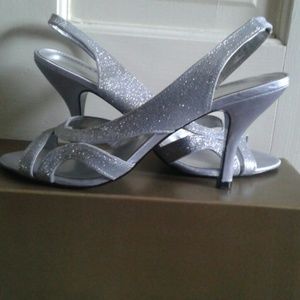 Shiny, shimmering slingback heels