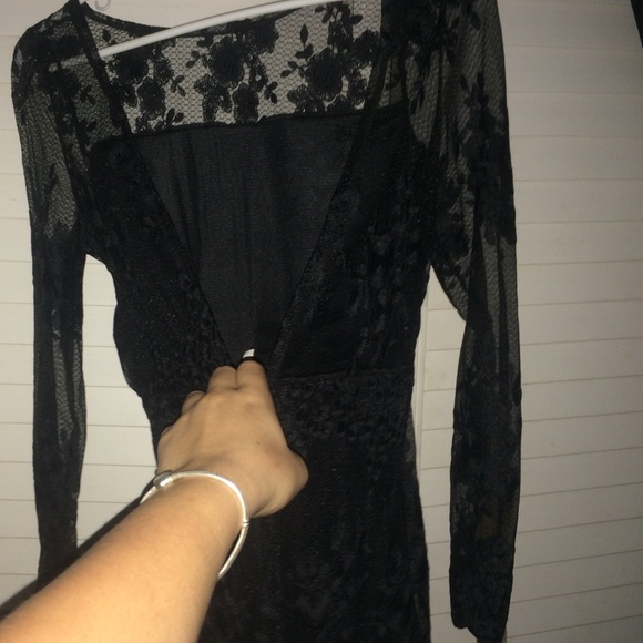 Long black lace dress