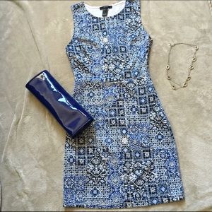 Patterned Blue Going Out Dress