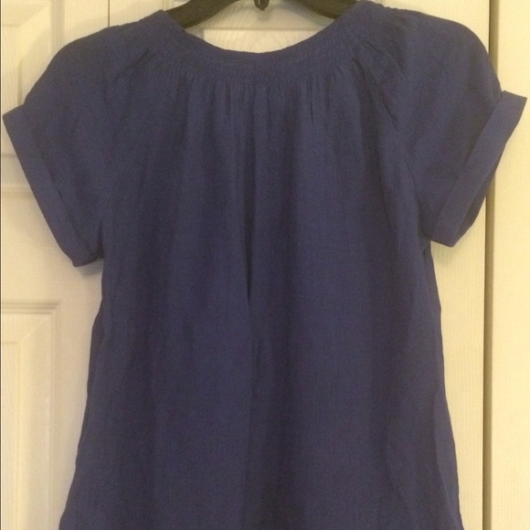 🌸NWOT COMFY COBALT BLUE BLOUSE EMBROIDERED DESIGN - Picture 3 of 3