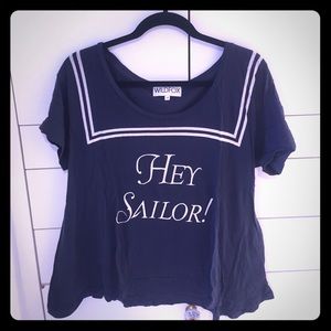 Wildfox "Hey Sailor!" Cotton T Shirt