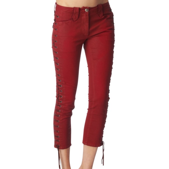 Isabel Marant Red Lace Up Pants