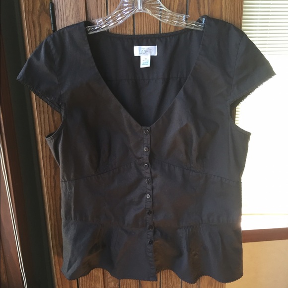 Ann Taylor Loft Dark Brown Peplum Top