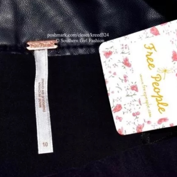 FREE PEOPLE Mini Skirt Vegan Leather Classic Flare - Picture 4 of 4