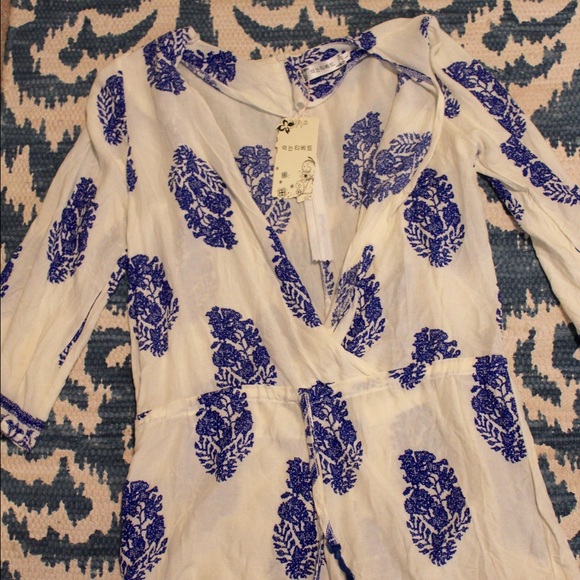 Blue and White Romper