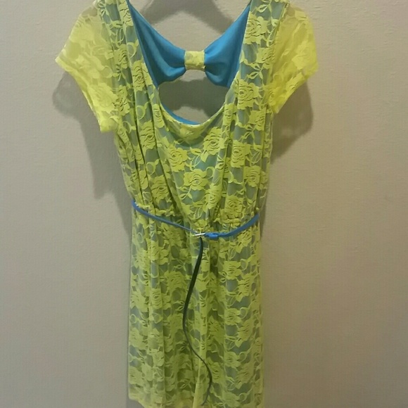 Blue and Yellow Lace Plus size Dress