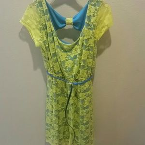 Blue and Yellow Lace Plus size Dress