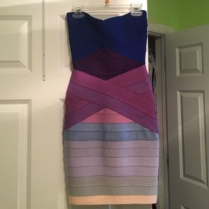 Posh Shop strapless purple ombré bandage dress