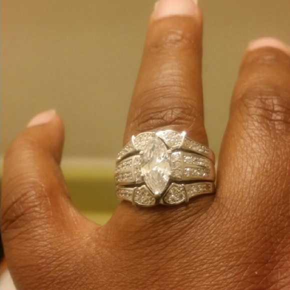 SOLD******3pc White Sapphire Wedding Ring