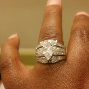 SOLD******3pc White Sapphire Wedding Ring