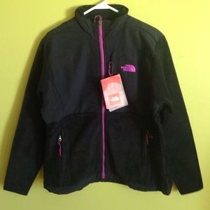 Black and pink North Face jacket