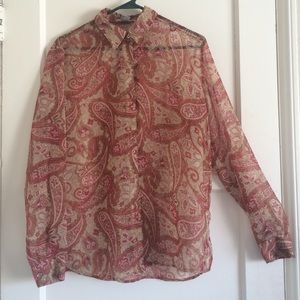 vintage transparent paisley collar buttonup shirt