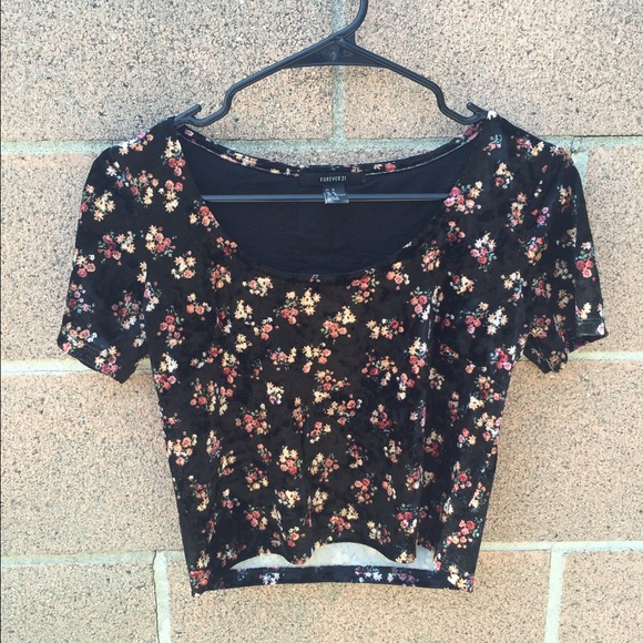 Velvet, floral crop top