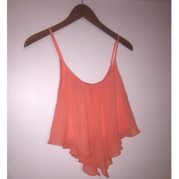 Coral- crop top/blouse