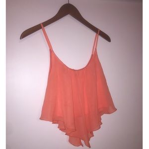 Coral- crop top/blouse