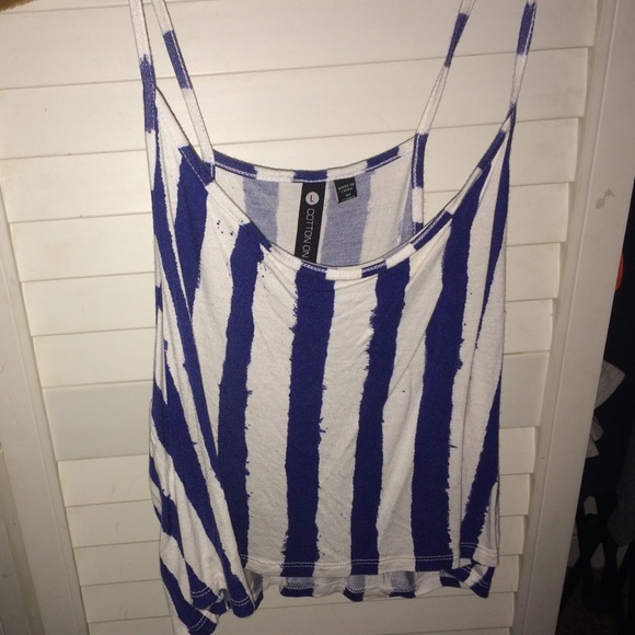 Blue and white striped tank