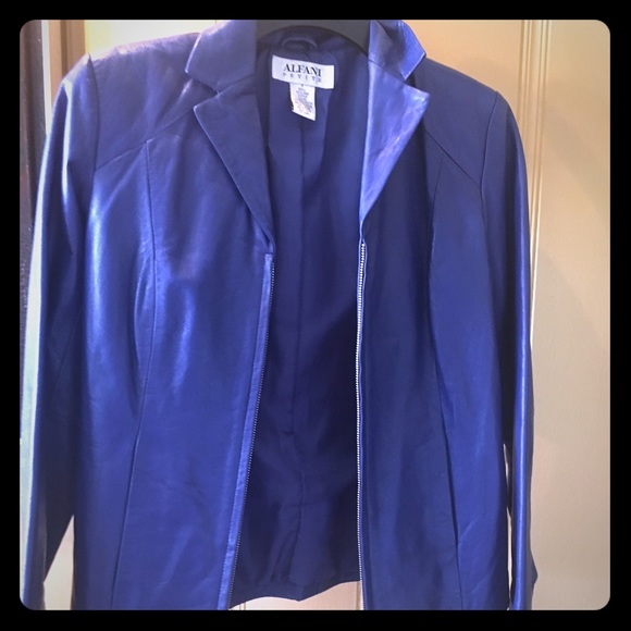 Petite Alfani royal blue leather jacket/blazer