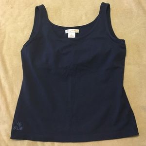 Tommy Bahama navy blue tank top with shelf bra