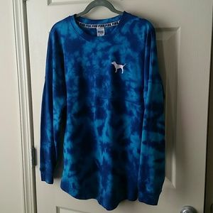 VS PINK tie dye long sleeve Varsity Crew