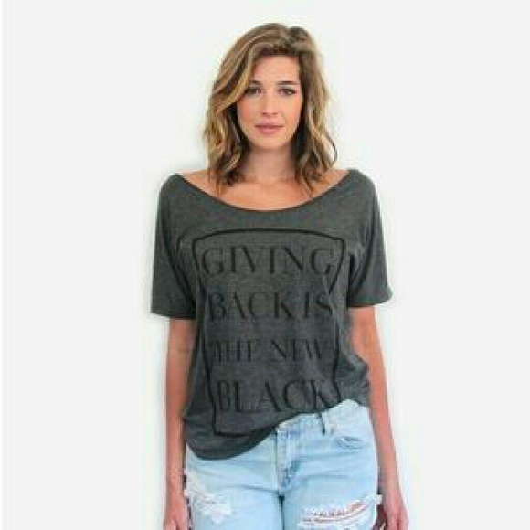 Last 1 small Giving back is new black tee - Picture 2 of 4