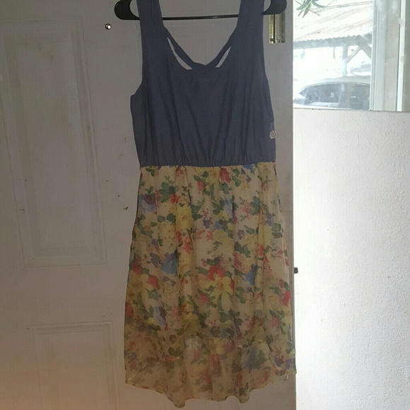 Denim Bustier Retro Floral Print Skirt Twofer - Picture 2 of 4