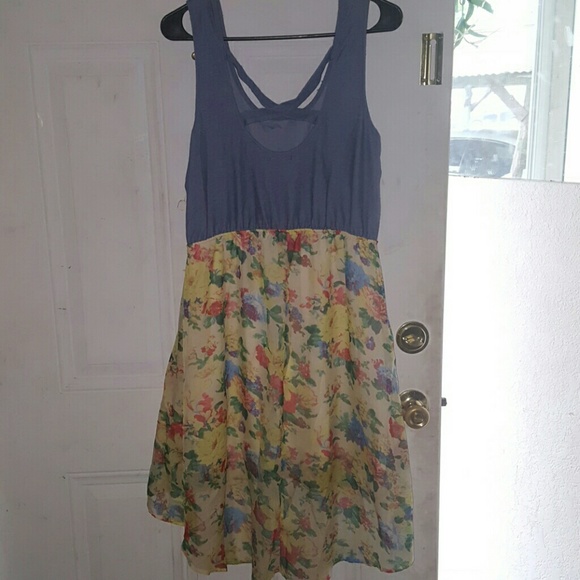 Denim Bustier Retro Floral Print Skirt Twofer - Picture 3 of 4
