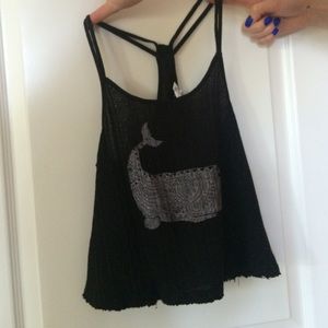Black Tank with Aztec Print Whale