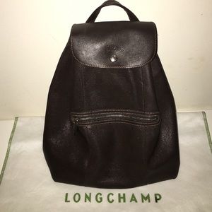 Longchamp Le Foulonne Dark Brown Leather Backpack