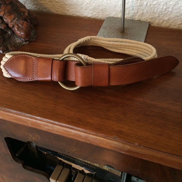 THEORY Leather and Cotton Hook & Loop Belt