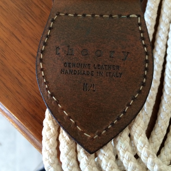 THEORY Leather and Cotton Hook & Loop Belt