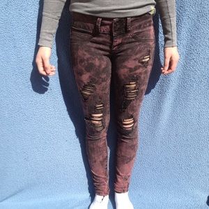 Red Destroyed Skinny Jeans