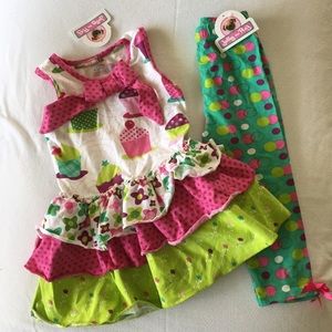 Jelly the pug outfit top and ankle legging 4t