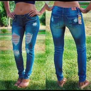 Distressed skinny jeans!