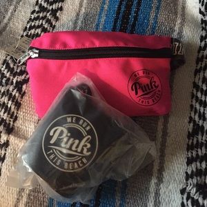PINK fanny pack and coozie