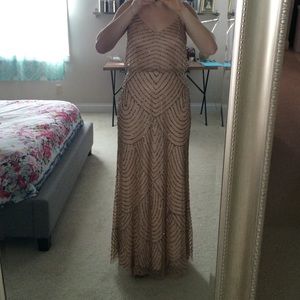 Adriana Papell champagne beaded dress