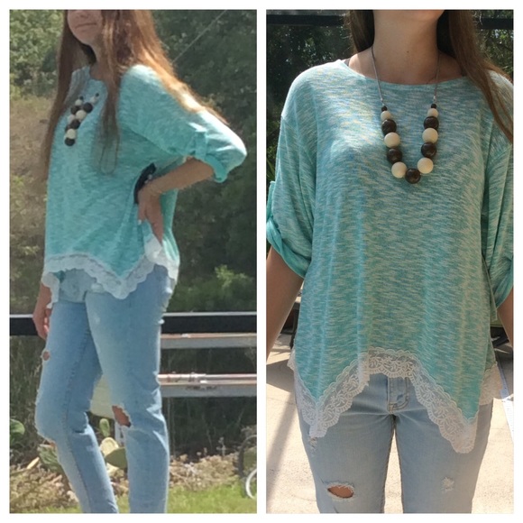 Knit Top Lace Trim L, XL - Picture 4 of 4