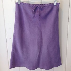 Purple 100% Linen knee length skirt