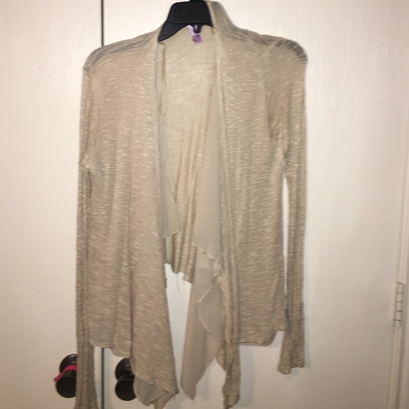 Tan cardigan with longer front pieces