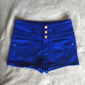 Royal blue high waisted shorts
