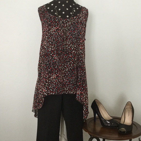 Leopard Print Hi-Low Tank Top