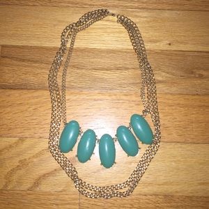 Dark Teal Chunky Gold Statement Necklace