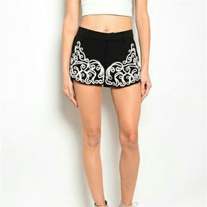 Stylish Black ivory embroided shorts