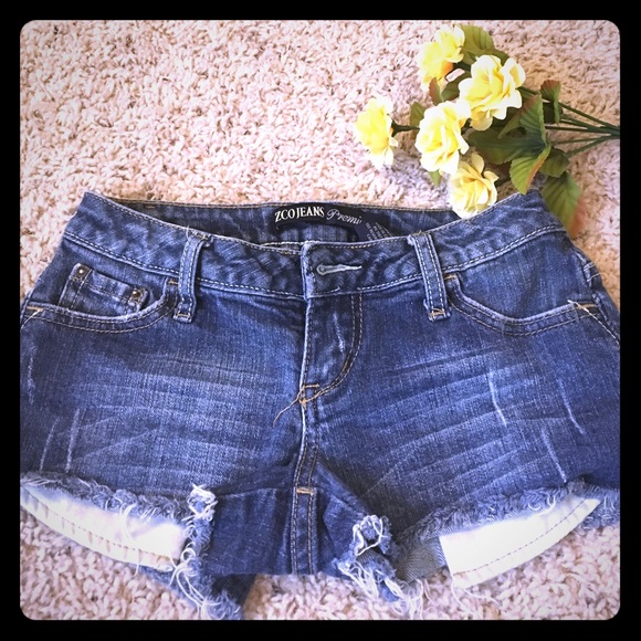 Distressed denim shorts