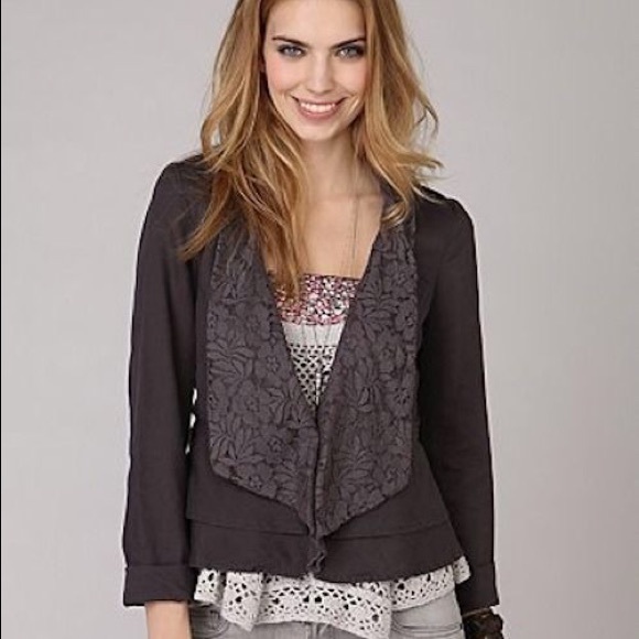 NWT Free People Lace Lapel Linen Blazer Sz 12 - Picture 1 of 4