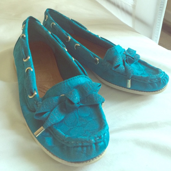 Coach Teal loafers/boat shoes