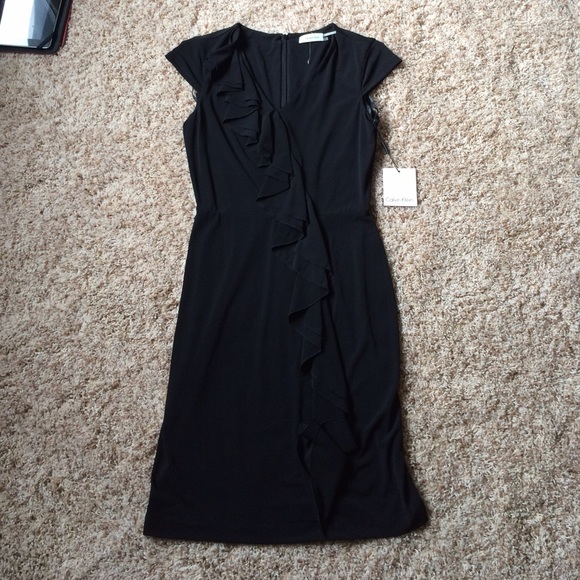 Calvin Klein black ruffle dress - Picture 2 of 4