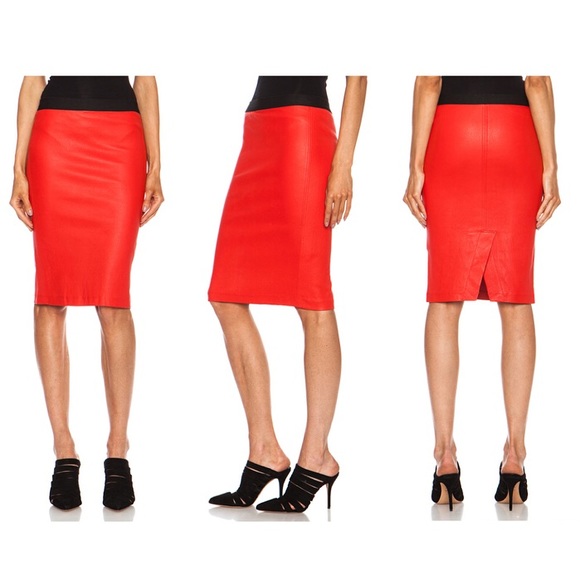 Helmut Lang Vein (red) Lambskin Pencil Skirt - Picture 2 of 4
