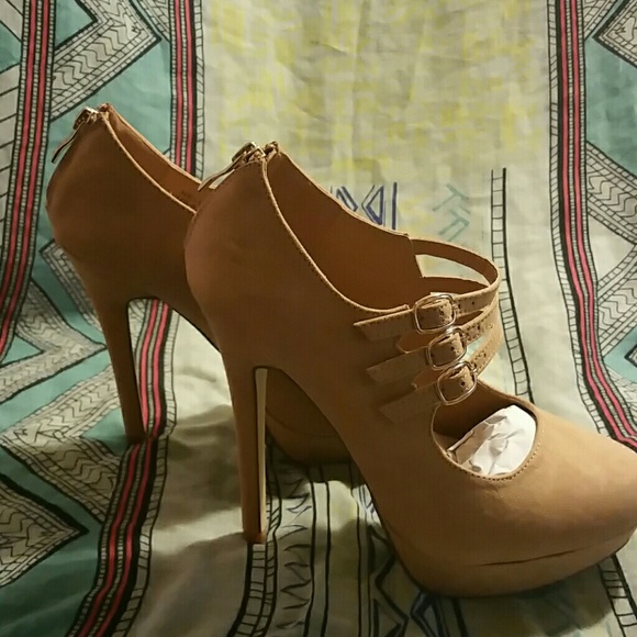 Tan Faux Suede Stilletos - Picture 2 of 4