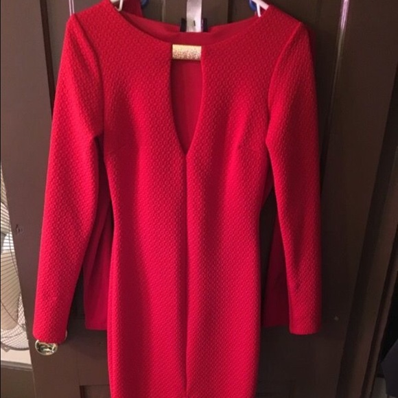 Hot miami styles red long sleeve dress